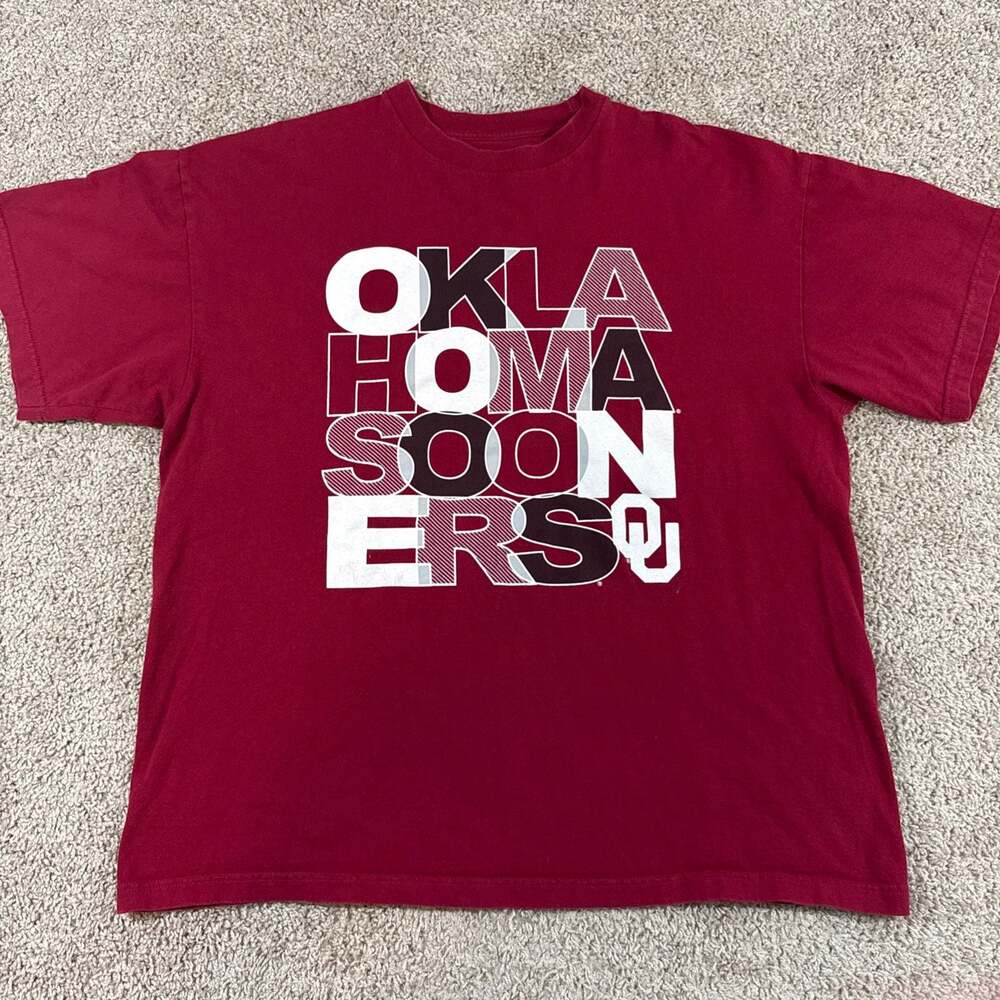 Oklahoma Sooners OU Graphic T Shirt Red XL NCAA Football Champs Licensed EUC